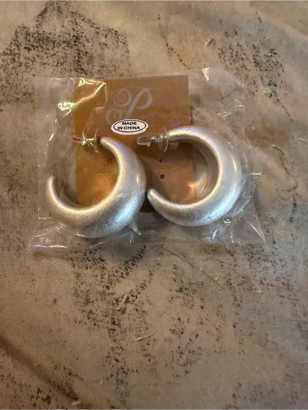 Silver Crescent Hoop Earrings